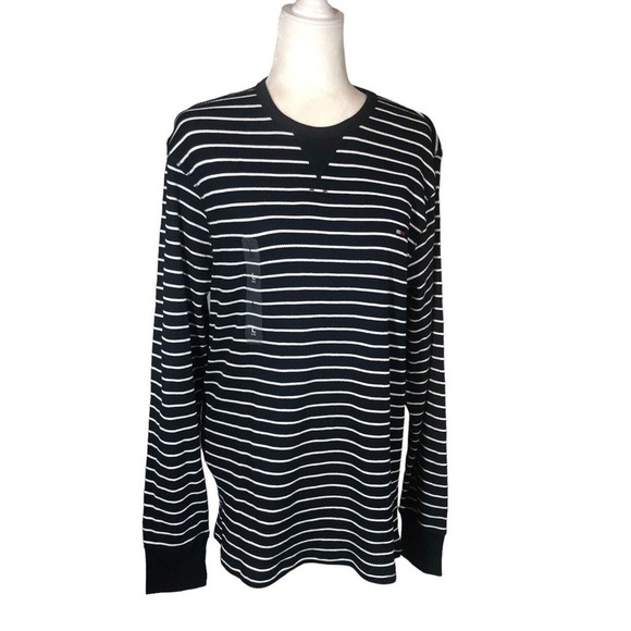 Tommy Hilfiger Mens Size L Striped Navy White Waffle Knit Pullover Preppy New - Picture 6 of 11